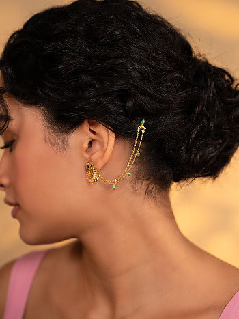 Vastrakala Ear Chain in Gold Plated 925 Silver