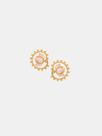 Kamal Sarovar Stud Earrings in Gold Plated 925 Silver
