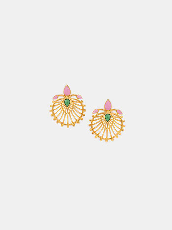 Varnika Stud Earrings in Gold Plated 925 Silver
