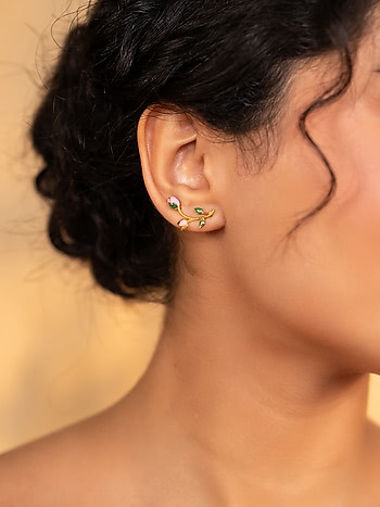 Nalini Climber Earrings in Gold Plated 925 Silver