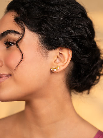 Kamal Naal Earrings in Gold Plated 925 Silver