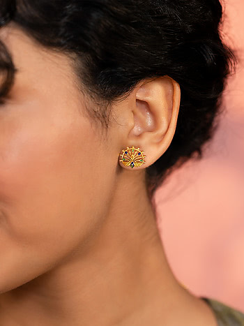 Mayura Chhaya Stud Earrings in Gold Plated 925 Silver