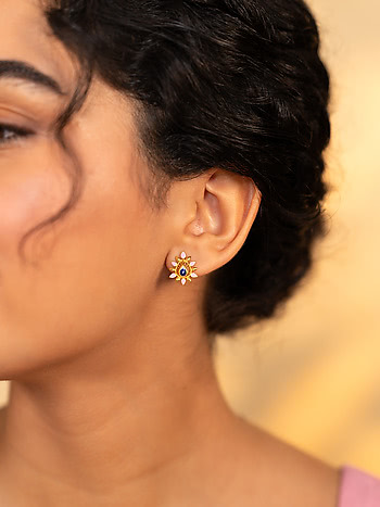 Kalika Arama Stud Earrings in Gold Plated 925 Silver