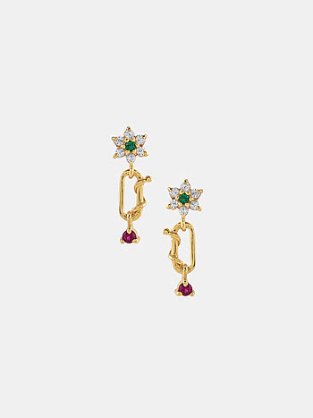 Link of Blossoms Earrings in Gold Plated 925 Silver