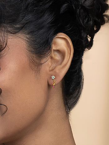 Link of Blossoms Earrings in Gold Plated 925 Silver