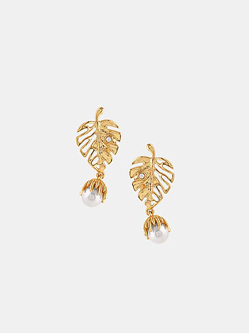 Opulent Leaf Earrings in Gold Plated 925 Silver