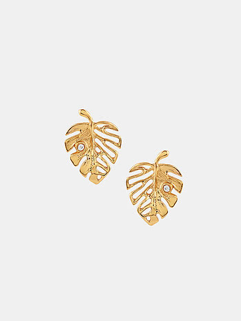 Prosperity Leaf Earrings in Gold Plated 925 Silver