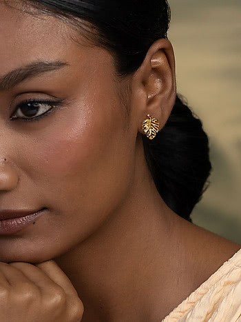 Prosperity Leaf Earrings in Gold Plated 925 Silver
