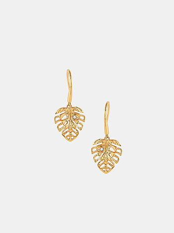 Fortune Leaf Earrings in Gold Plated 925 Silver
