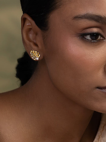 Flourish Leaf Earrings in Gold Plated 925 Silver