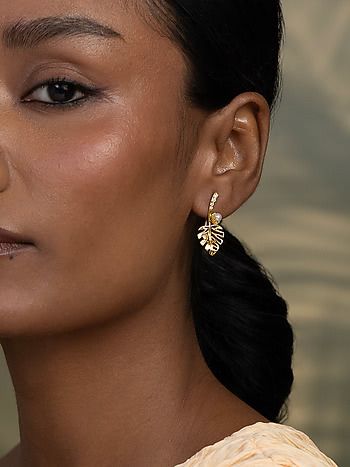Ascent Leaf Earrings in Gold Plated Silver