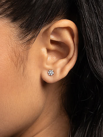 Flora Sparkle Studs Earrings in 925 Silver