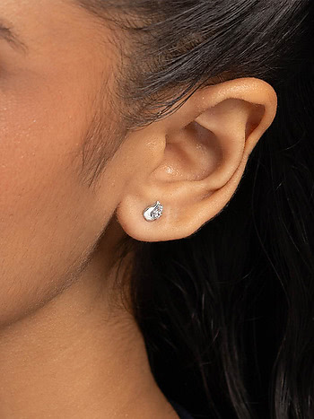 Twin Petal Studs Earrings in 925 Silver