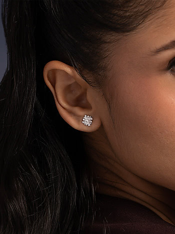 Flora Lattice Studs Earrings in 925 Silver