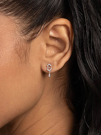 Hexa Petal Drops Earrings in 925 Silver