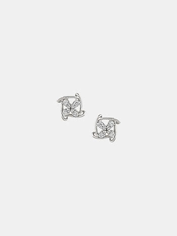 Cross Bloom Studs Earrings in 925 Silver