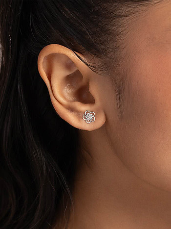 Flora Sunburst Studs Earrings in 925 Silver