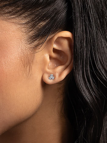 Triple Petal Studs Earrings in 925 Silver 925 Silver