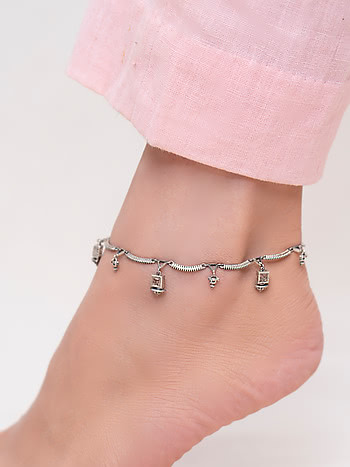 Anne Shirley Anklet in 925 Oxidised Silver