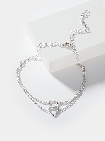 Heart to Heart Anklet in 925 Silver