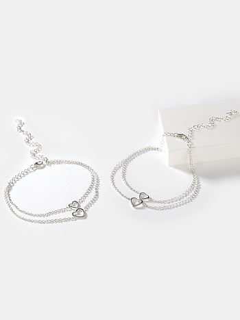 Heart To Heart Anklets in 925 Silver