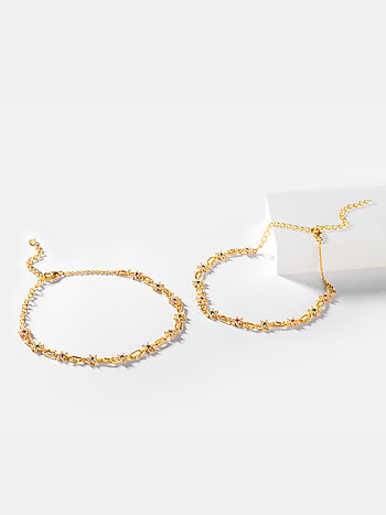 Link of Love 7 Stone Anklets in Gold Plated 925 Silver
