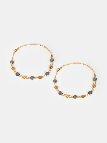 Dazzle All Day Confetti Anklets in Dual Plated 925 Silver