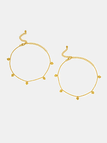 You and Your Untimely Yawns Heart Anklets in Gold Plated 925 Silver