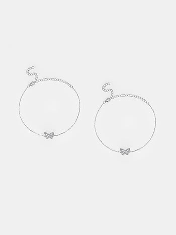 Fluttering Wings Butterfly Anklet in Rhodium Plated 925 Silver