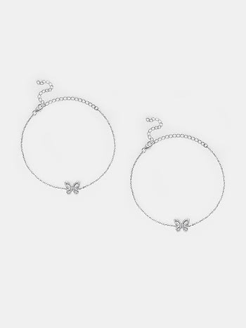 Fly on Butterfly Anklet in Rhodium Plated 925 Silver