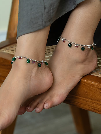 Feeling Sundor Oxidised Anklets in 925 Silver