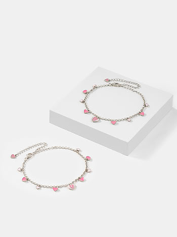 For the Love of Love Anklets in Oxidised 925 Silver