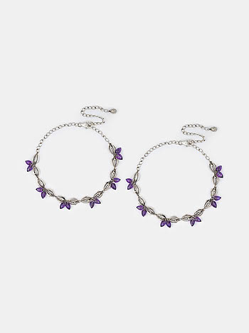 Oxidised Mammilaria Bloom Anklets in 925 Silver