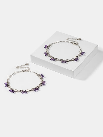 Oxidised Mammilaria Bloom Anklets in 925 Silver