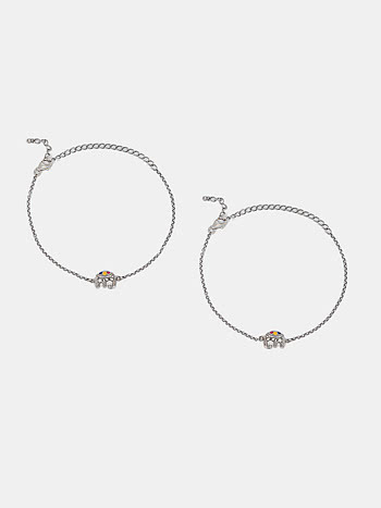 Haathi Motif Anklets in Oxidised 925 Silver