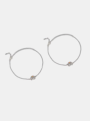 Haathi Motif Anklets in Oxidised 925 Silver