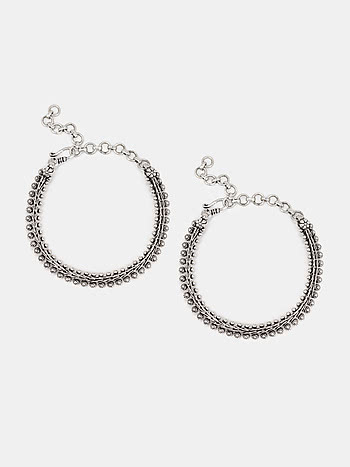 Oxidised Antique Jijis Mela Tour Anklets in 925 Silver