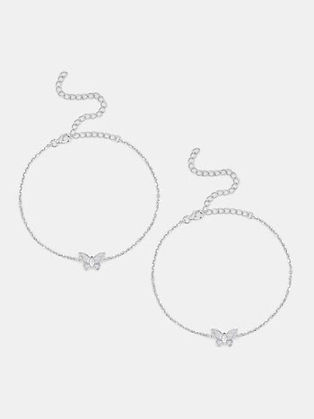Willow Flower and Butterfly 925 Silver Anklets