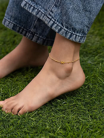 Social Butterfly Anklet in Gold Plated 925 Silver For Kids