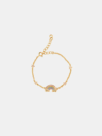 Rainbow Hug Anklet in Gold Plated 925 Silver For Kids