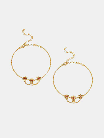 Oviyam Single Anklet in Gold Plated 925 Silver