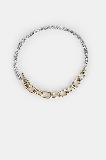 Super Bass Toggle Necklace in Gold and Rhodium Plating