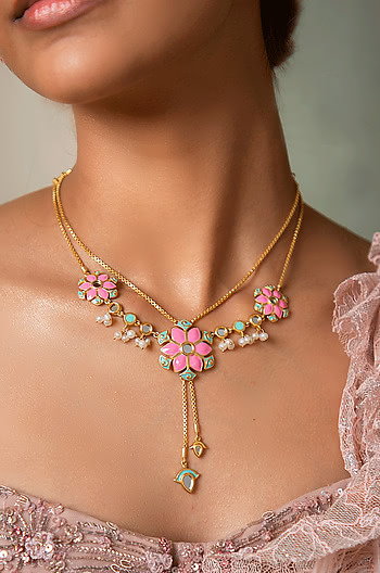 Gal Mithi Necklace in Gold Plated Brass