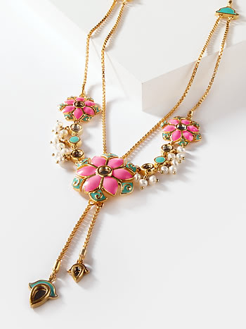 Gal Mithi Necklace in Gold Plated Brass