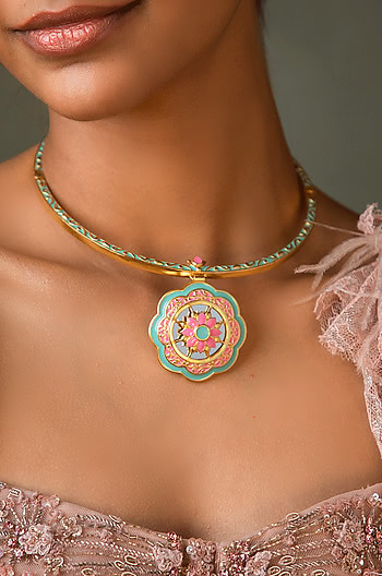Genda Phool Necklace in Gold Plated Brass