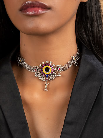 Abla Bharat Style Choker in 925 Silver