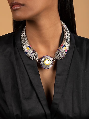 Ankhadiyo Vakadiyo Pattern Necklace in 925 Silver