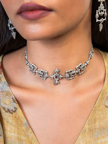 Shop Jaypore Women Silver Slip On Silver Necklace for Women Online 39581208