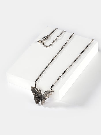 Oxidised Chasing My Constant Endeavours Large Butterfly Necklace in 925 Silver