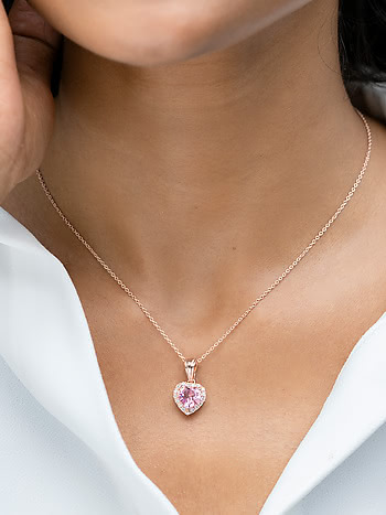 Shaya Silver Necklace. Rosy Haze Heart Pendant Necklace in Rose Gold Plated 925 Silver. Jewellery for Women in Sterling Silver, Shaya SilverJewellery.